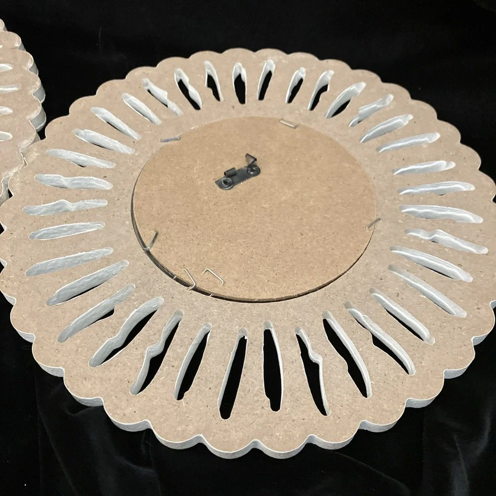 2 Antiqued White Distressed Rosin Decorative Accent Sunburst Wall Mirrors 10”